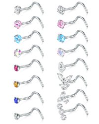 VFUN 20G Nasenpiercing Steck Chirurgenstahl Silber L-Form Nasenstecker Piercing Nase Nose Stud Ring Nostril Piercing Damen Nasen Piercing Nase Angebot bei HelloDeals