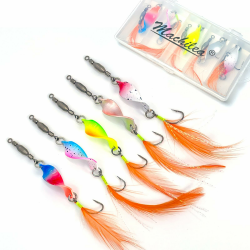 Machilea Twist Spoons Forelle UV-Aktiv 3g| Forellenköder mit Rolling Swivels| Twister Angelzubehör Forelle| Blinker Forellen Köder| Angel Köder| Forellen Spoon Set| Spinner Forelle Set, 5 Stück in Box Angebot bei HelloDeals