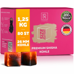 Shisha Kohle 1,25 KG 80 Würfel 26mm - 100% Organic Bio Naturkohle |ohne chemische Zusätze| Für Shisha & BBQ - Mit Kohle Grill und Shisha Zubehör wie HMD Smokebox & Kaminaufsatz Shishakohle Coal Angebot bei HelloDeals