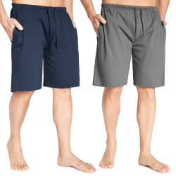 CityComfort Pyjama Shorts Herren, Kurze Schlafanzughose Herren mit Seitentaschen & Elastischem Bund 2er-Pack Angebot bei HelloDeals