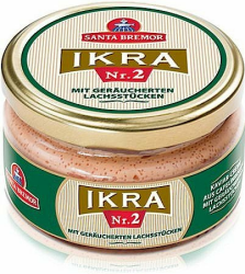 Santa Bremor Ikra Nr. 2 - Kaviar-Creme aus Capelinrogen mit geräucherten Lachsstücken - Икра мойвы Нр.2 с копч.лососем (180g) Angebot bei HelloDeals