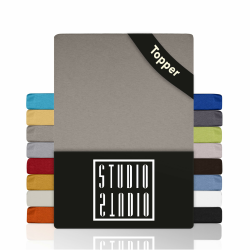 STUDIO Basic Topper Spannbettlaken 180x200cm, 100% gekämmte Baumwolle, Oeko-TEX 100, Markenqualität, Bettlaken 180x200 Topperbezug Jersey - Taupe Angebot bei HelloDeals