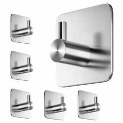 Menz Handtuchhalter ohne Bohren - 6er Set Edelstahl Haken selbstklebend + Klebe-Pads - Hochwertige Klebehaken ideal für Bad und Küche - Selbstklebende Haken als Handtuchhaken Angebot bei HelloDeals