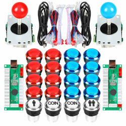EG STARTS Arcade Schrank Teile 2x 8-Wege-Joystick + 16x LED beleuchtet Push Button + 2 Spieler + Münze Tasten für Raspberry Pi 3B Model Project DIY Angebot bei HelloDeals