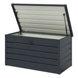 STEELSØN Auflagenbox Dorado für den Garten wasserdicht, Aufbewahrungsbox Garten 350 L mit klappbaren Deckel, Gartenbox aus Metall verzinkt Anthrazit Angebot bei HelloDeals