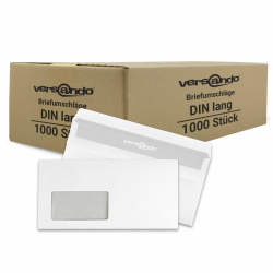 versando 1.000 Briefumschläge DIN lang mit Fenster mF selbstklebend sk Fensterbriefumschläge 22 x 11 cm weiß Angebot bei HelloDeals