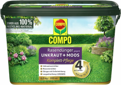 COMPO Rasendünger gegen Unkraut + Moos Komplett-Pflege, 3 Monate Langzeitwirkung, Feingranulat, 6 kg, 200 m² Angebot bei HelloDeals