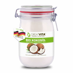 GreatVita Bio Kokosöl, nativ & kaltgepresst, 1000 ml im Bügelglas zum Kochen & Backen Angebot bei HelloDeals