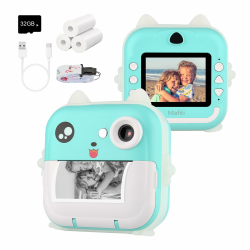 Kinderkamera Sofortbildkamera, Kamera für Kinder digitalkamera Kinder instant Camera 1080P 2,4 Zoll Bildschirm, Kamera Kinder sofortdruck mit Druckpapier & 32G TF Karte, Präsent für Kinder (Blau) Angebot bei HelloDeals