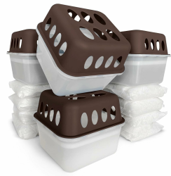 KARAT 4 x Luftentfeuchter mit 8 x 400g Nachüll-Beutel Granulat Raumentfeuchter nachfüllbar & wiederverwendbar (Braun, Hava) Angebot bei HelloDeals