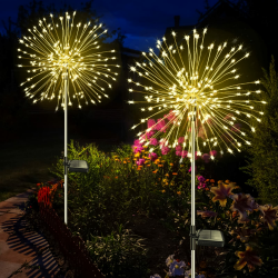 Liyade 2 Stück Solarstecker Gartenleuchten 120 LED Solar Gartenleuchten für Außen 8 Modi Solarleuchten Feuerwerk Pusteblume Solarlampen für Außen Garten Wege Rasen Balkon Deko (Warmweiß) Angebot bei HelloDeals