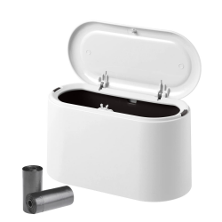 VORHOT Tischmülleimer mit Aufpoppen Deckel, 2L Mini Mülleimer Klein mit 2 Rollen Müllsäcke, Kompaktes Design Mini Kosmetikeimer, Plastik Tischabfalleimer für den Waschtisch 22 * 11 * 13cm Angebot bei HelloDeals