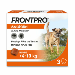 FRONTPRO Hund M - Kautablette gegen Zecken & Flöhe (Hunde 4 bis 10 kg) - 3X Kautabletten für 3 Monate Schutz Angebot bei HelloDeals