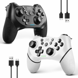AceGamer 2pcs Wireless Controller für Switch/Lite/OLED, Controller für Switch Pro mit Weckfunktion mit einer Taste，Switch Pro Controller mit Doppel vibration/Turbo/Screenshot (Schwarz & Weiß) Angebot bei HelloDeals