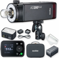 Godox AD200 PRO II AD200Pro II AD200ProII Kamera Blitz Blitzgerät, Optimierte Blitzköpfe, Bicolor LED Modelling Lampe, Farbgruppenanzeige, einstellbar von 1/512 bis zur vollen Leistung (1/1) Angebot bei HelloDeals