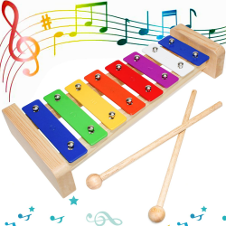 Xylophon Glockenspiel Holz Musikinstrumente für Erwachsene Kinder Mit 2 Glockenspiel Schlägel Bunt Xylophon für kinder ab 1 jahr Pädagogische Spielzeug Geschenke (8-Keys) Angebot bei HelloDeals