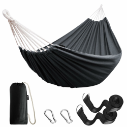 Anyoo Hängematte Outdoor Baumwolle Bequemer Stoff mit Baumfreundlichen Gurten zum Aufhängen, Robuste Tragbare Hängematte mit Reisetasche für Garten, Indoor, Balkon, Terrasse, Camping Angebot bei HelloDeals