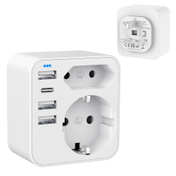 HANYEAL Reiseadapter UK Adapter England Deutschland Stecker mit 4 USB 3.4A 🌍🔌 Angebot bei HelloDeals