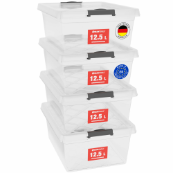ATHLON TOOLS 4x 12.5 L Aufbewahrungsboxen mit Deckel - Lebensmittelecht und Stapelbar 📦 Angebot bei HelloDeals