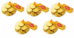 🍫🍬 NV Only Schokoladen Goldmünzen, 5x100g Angebotspreis! Angebot bei HelloDeals