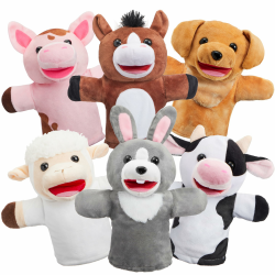 🐷🐑🐄🐶🐐🐴 JOYIN 6 Stück Tier Handpuppen Spielzeug Set für Kinder im Tiergarten Angebot bei HelloDeals