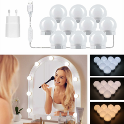 🌟 Akynite Spiegelleuchte Hollywood 10 LED Birnen mit Adapter 🌟 Angebot bei HelloDeals