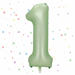 Geburtstag Folienballon Zahl 1, 101 cm Salbeigrün Luftballons Zahl 1 Angebot bei HelloDeals