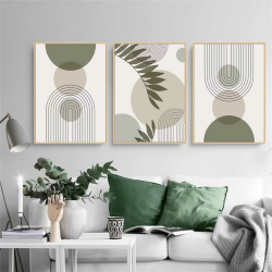 PWAAHDC Moderne Bilder Wohnzimmer Poster Set 40x60 Hochformat 🌿 - Boho Abstrakte Grüne Pflanzen Leinwand Bilder 3er Set 🎨 - Wandbilder für Schlafzimmer Ohne Rahmen Angebot bei HelloDeals