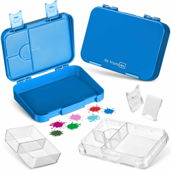 🌟 My Vesperbox – Bento Box Kinder - Lunchbox mit 4+2 Fächern - robust und sicher (Blau) 🌟 Angebot bei HelloDeals