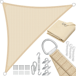 KESSER® Sonnensegel Sonnenschutz Windschutz | HDPE Gewebe | wasserabweisend & windabweisend | Dreieck 2.5x2.5x3.5m | 5-Fach quer vernäht robust & stabil Schattenspender Garten Balkon Terrasse Creme 😎☀️🌿 Angebot bei HelloDeals