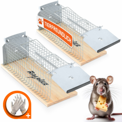 🐭 RAPIZZ Rattenfalle Lebend 2 Stück Groß - 30cm Länge Inkl. Sicherheitshandschuhe & Expertentipps Angebot bei HelloDeals