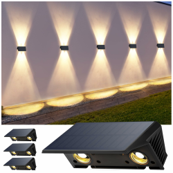 Solar Wandleuchte Außen mit 4 LEDs IP67 Wasserdicht - 4er Set 🌞 Angebot bei HelloDeals