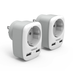 🔌🌎 TESSAN 2 Pack Reiseadapter USA Adapter Amerika Deutschland Stecker mit 2 USB 2.4A Angebot bei HelloDeals
