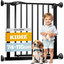 🔒🐾 KIDIZ® Türschutzgitter Absperrgitter Treppengitter Kindergitter | Gitter Haustier | ohne Bohren | beidseitig schwenkbar, Schwarz 88-101 cm Angebot bei HelloDeals