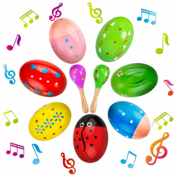🐣🎶 Ctxtqtdt Ostereier aus Holz & Maracas-Set 🥚🎵 Angebot bei HelloDeals