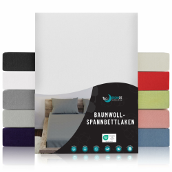 Dreamzie - Spannbettlaken 160x200cm - Baumwolle Oeko Tex Zertifiziert - Weiß - 100% Jersey Spannbetttuch 160x200 🛏️ Angebot bei HelloDeals