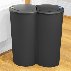 🗑️ Spetebo Mülleimer 50 Liter (2x25) in schwarz mit Klappverschluss 🚮 Angebot bei HelloDeals