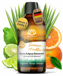 NORDHOLZ® Saunaaufguss [54 Sorten 15ml, 100ml, 250ml] - Sauna Aufgussmittel für intensive & erholsame - Sauna Zubehör (#23 Sonnenstrahlen- Mix, 100ml) 100ml Angebot bei HelloDeals