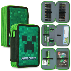 🎒 Minecraft Federmäppchen mit Fächern und Schulbedarf 📘🖍️ Angebot bei HelloDeals