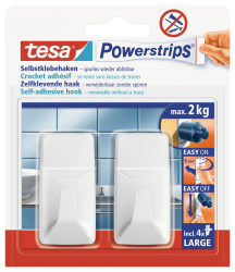 🔥 Super Deal! tesa Powerstrips Haken Large ECKIG - Selbstklebender Wandhaken - Weiß 🏠 Angebot bei HelloDeals