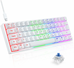 TECURS Gaming Tastatur 60% TKL QWERTZ Blaue Schalter, Gamer Tastatur - Weiß 🎮🔥 Angebot bei HelloDeals