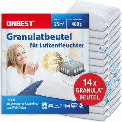 ONBEST Großes 14 x 400g Nachfüllbeutel Granulat Set 🌿 - Luftentfeuchter Entfeuchter gegen Feuchtigkeit, Schimmel & Gerüche Angebot bei HelloDeals