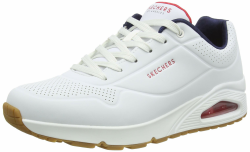 👟 Mega Deal: Skechers Herren UNO Stand On Air Sneaker 44 EU White Durabuck Navy Red Trim Angebot bei HelloDeals