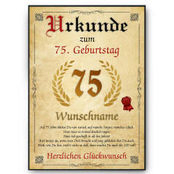 Tigerlino® Personalisierte Urkunde zum 75. Geburtstag 🎉 Jahrgang 1950 Angebot bei HelloDeals