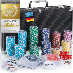 Profi Pokerkoffer Pokerset inkl. 300-500 schwerer 12g Metallkern Poker-Chips 🎲🃏🔒 Angebot bei HelloDeals