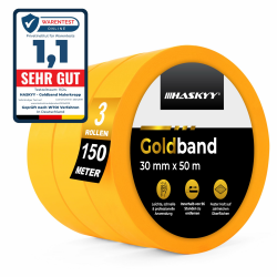 🎨🔶 HASKYY Goldband Malerkrepp Kreppband 3x Malerband 30mm x 50m Profi Abdeckband Angebot bei HelloDeals