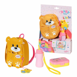 🎒 BABY born Zapf Creation 834961 Kindergarten Rucksack Set 36 cm - Gelber Puppenrucksack in Bärenform mit Lunchbox und Trinkflasche 🐻 Angebot bei HelloDeals