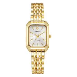 🕰️ OFFCUP Damenuhr Rechteckige Damen Analog Quarz Uhr mit Edelstahl Armband Angebot bei HelloDeals