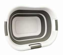 SAMMART Faltbarer Wäschekorb aus Kunststoff 🧺 40 l, Weiß/Grau Angebot bei HelloDeals