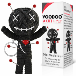 GLÜCKSGUT® Voodoo Puppe mit Nadeln | Geschenkbox & Anleitung | Scherz-Medikament Angebot bei HelloDeals